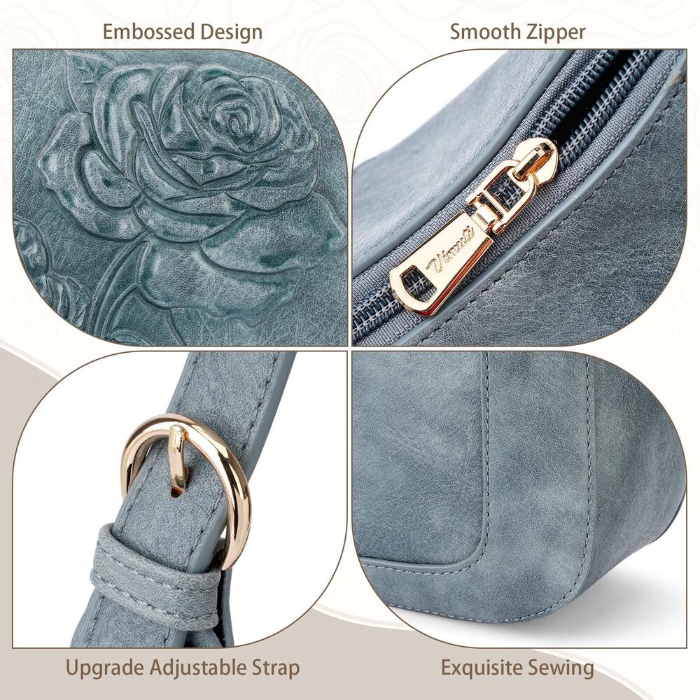 8226 Shoulder Bag , Vegan Leather Hobo Purse Trendy Small Handbag Top - Picture 5 of 6